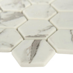 MS International  Statuario Celano 2" hexagon - Glass Mesh-Mounted Mosaic Tile