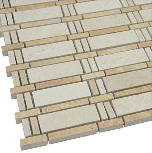Beige and Brown Bamboo Mosaic Marble Stone Tiles for Bathroom and Kitchen Walls Kitchen Backsplashes By Vogue Tile (Tenedos)