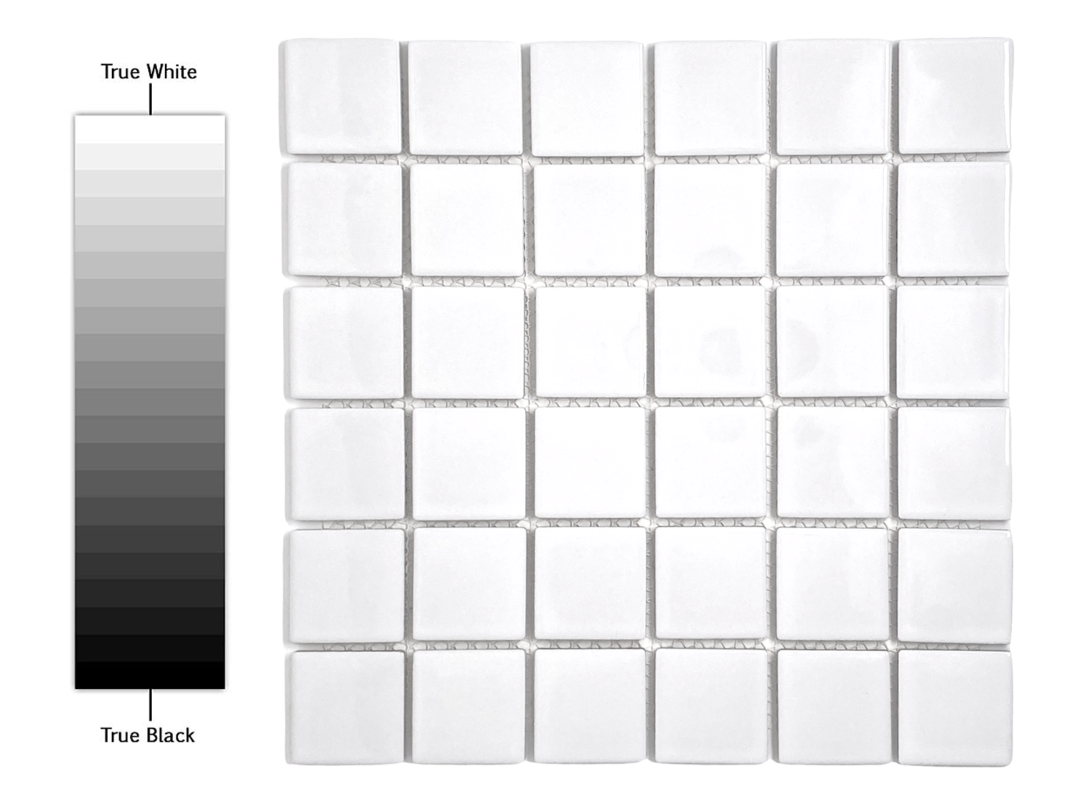 Tenedos Premium Quality 2" (Exact Size 1-15/16 in.) White Porcelain Square Mosaic Tile Shiny Look Designed in Italy (12x12) for Kitchen Backsplash, Pool Tile, Bathroom Wall, Accent Wall