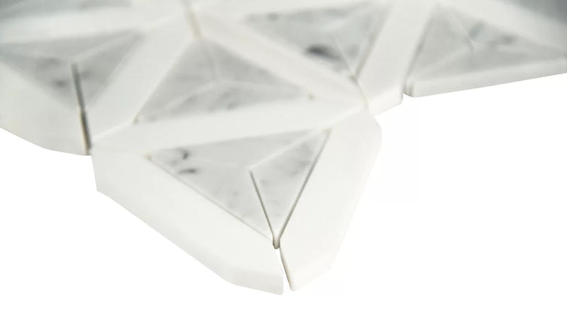 Kite Geometric Carrara White and Grey Marble Floor and Wall Mosaic Tile for Bathroom Walls, Kitchen Backsplashes, Fireplace Surround, Artistic Insets, Accent Wall