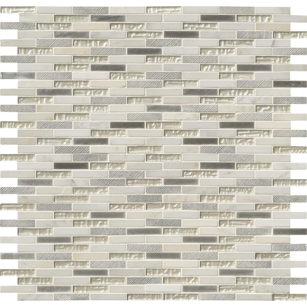 MS International SMOT-SGLSMT-OC8MM Ocean Crest Brick Pattern Mesh-Mounted Mosaic Tile 12 x 12 x 8mm 10 Piece