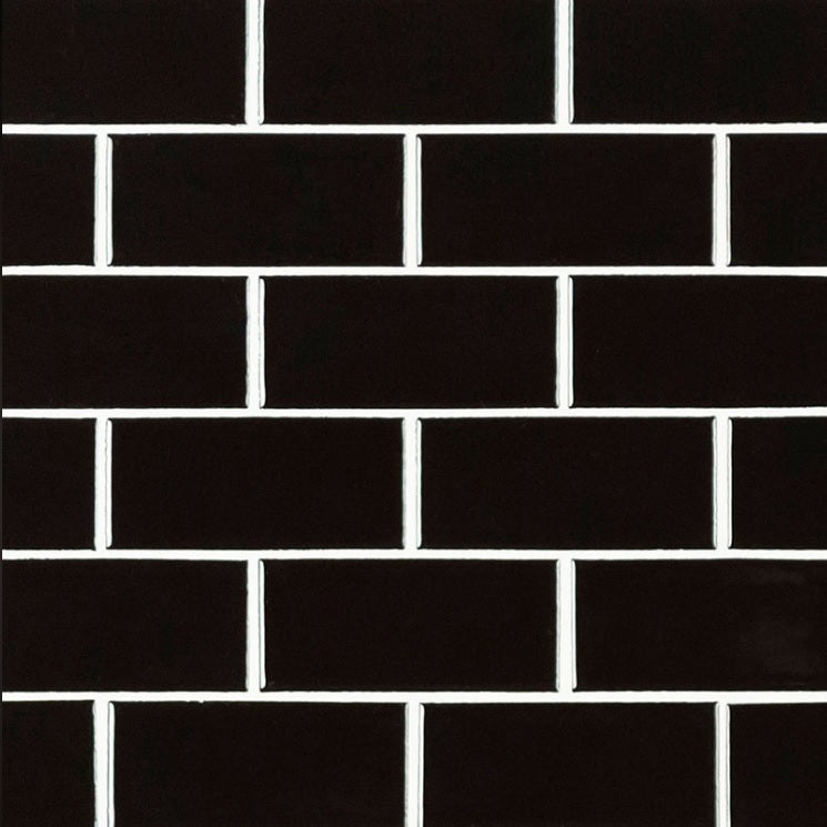 Black Subway Brick 2" X 4" Porcelain Tile, Wall Tile, Backsplash Tile, Bathroom Tile on 12x12 Mesh for Easy Installation