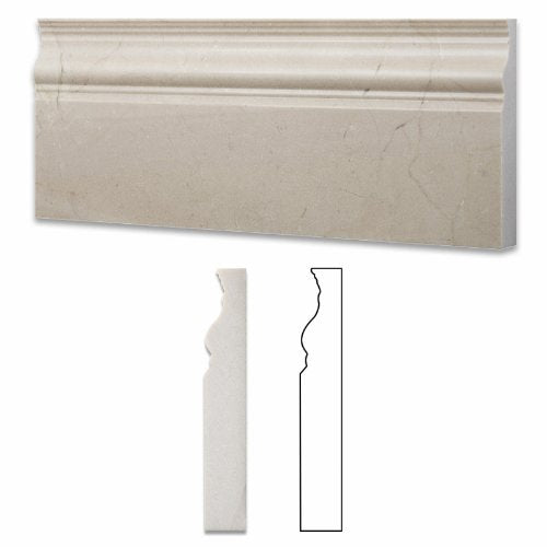 Spanish Crema Marfil Polished Marble Wall Baseboard Trim Molding Tile 4x12