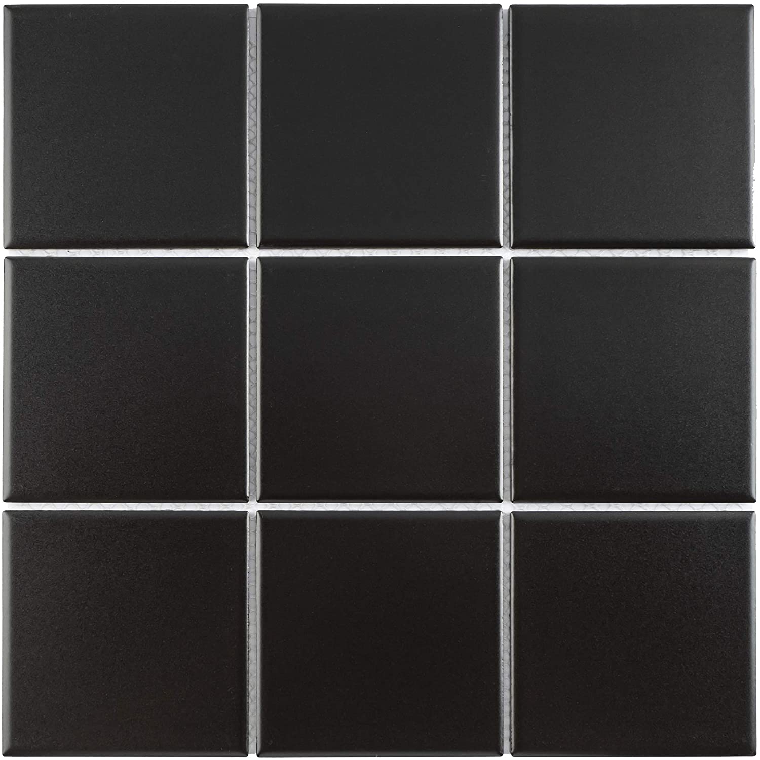 Porcelain 3-3/4 in. x 3-3/4 in. Matte Mesh-Mounted Mosaic for Backsplah, Bathroom Floor & Wall Tiles (11 pcs/case) (Absolute Black)