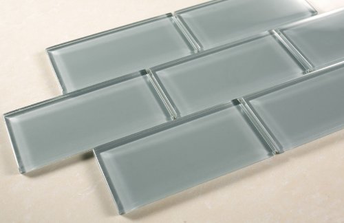 Ice Mist Glossy - 3x6 Blue Grey Glass Wall Tile - Bathroom Tile & Kitchen Backsplash Tile