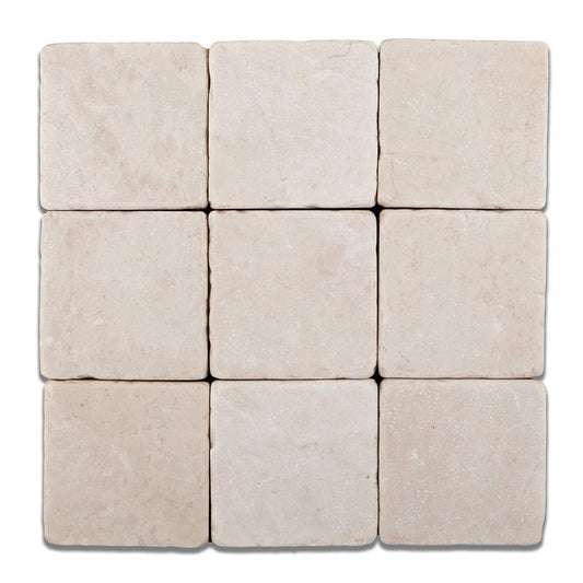 Turkish Crema Marfil Marble 4 X 4 Tumbled Field Tile -