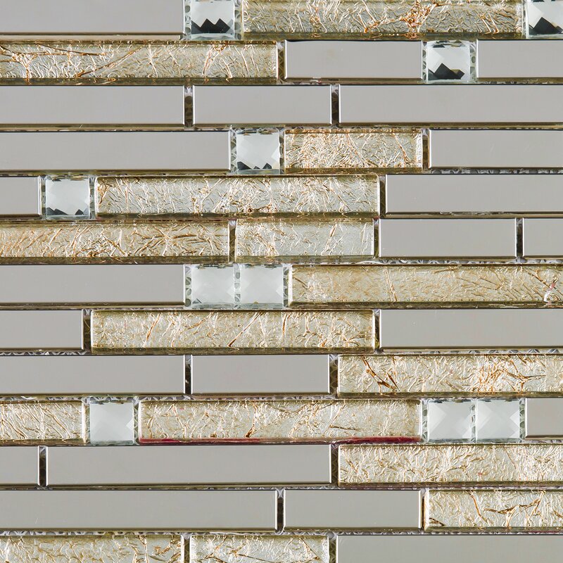 Shiny Stainless + White Diamond Glass + Galaxy Gold Light Glass Tile