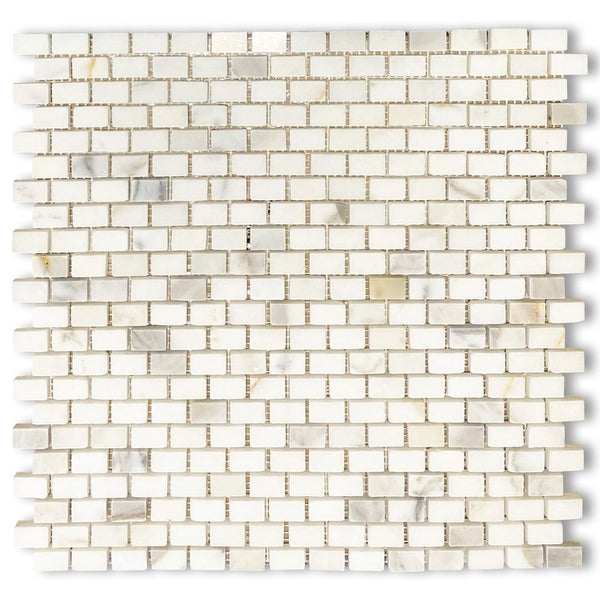 Calacatta Gold (Italian Calcutta) Marble Mini Brick Mosaic Tile, Polished - Tenedos