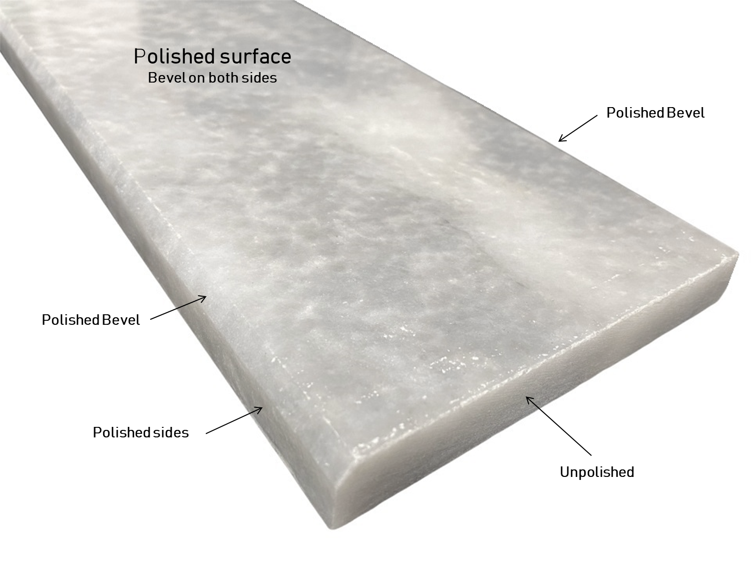 Bardiglio Grey Marble Threshold (Marble Saddle) - Polished for Transition Floor Bathroom and Kitchen