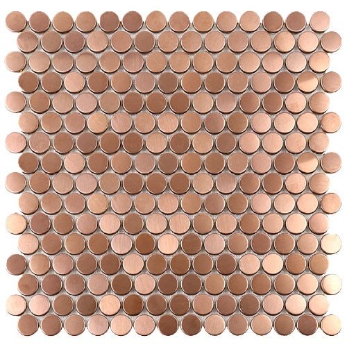 Tenedos Premium Penny Round Bronze Copper Stainless Steel Mosaic Wall Tile on Mesh Mounted Sheet for Kitchen Backsplash Wall Bathroom Shower Floor Tiles (10 Sheets)