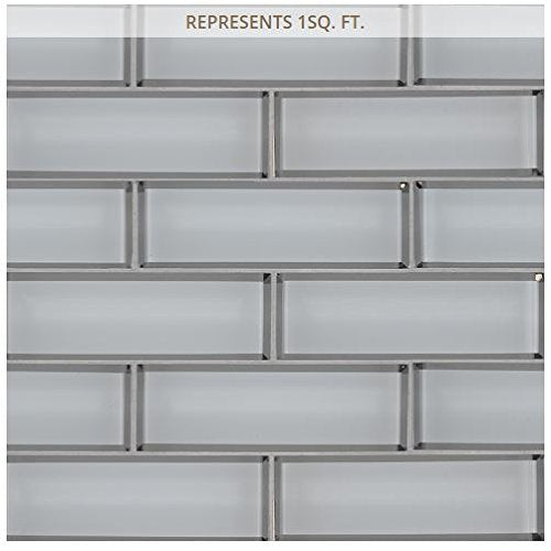 Ice Bevel Subway 11.73 in. x 11.73 in. x 8 mm Glass Mesh-Mounted Mosaic Tile (2"x6" Mosaic Chips) (Box of 10 Sheets) - Tenedos