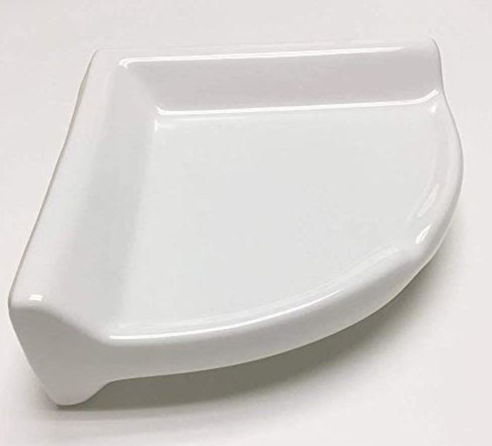 Tenedos White Glazed Ceramic Bathroom Accessory Kit (Corner Shower Shelf) - Not Flat Surface Installation