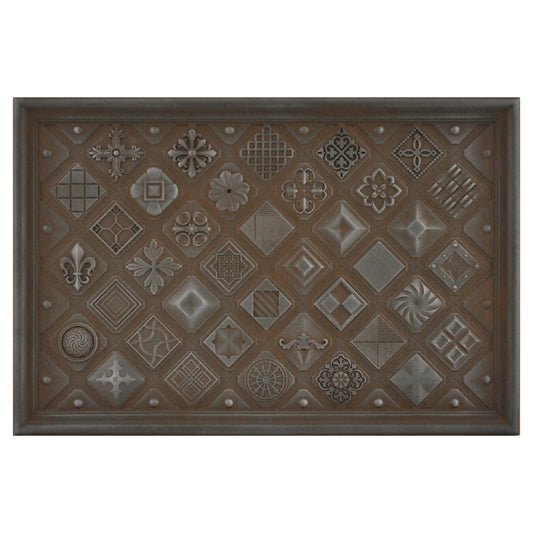 12x18 inch Potpourri Mix Hand Made Textured Premium Metal Decorative Mural Tile for Kitchen Backsplash and Fireplace (Rust)