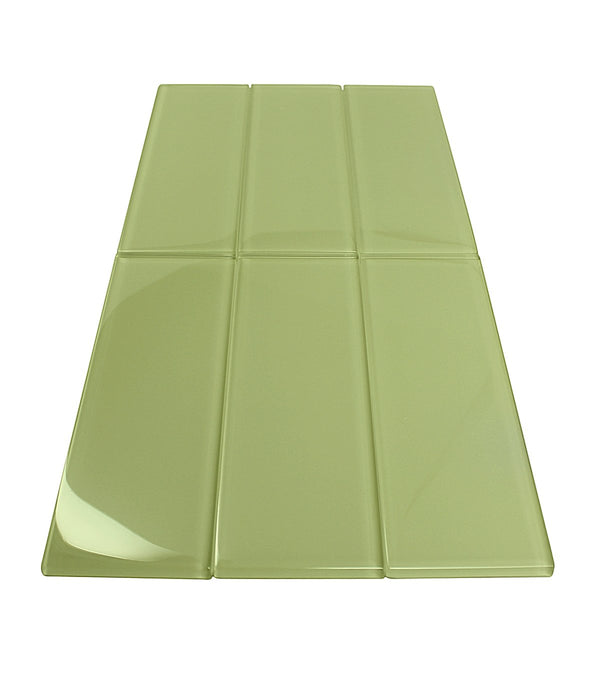 Premium Quality Green 3x9 Glass Subway Tile for Bathroom Walls, Kitchen Backsplashes By Vogue Tile