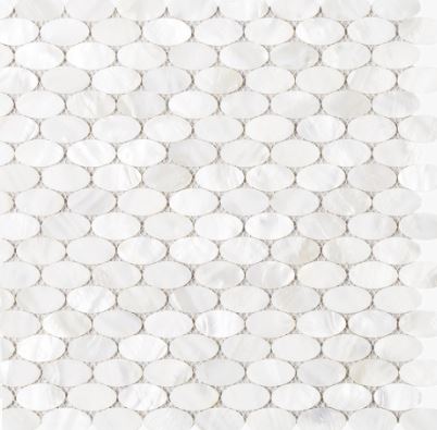 Genuine Mother of Pearl Oval Shell Mosaic Wall Tile for Kitchen Backsplashes, Bathroom Walls, Spas, Pools