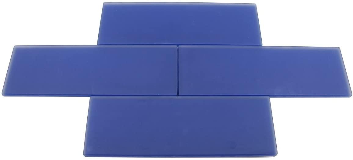 Tenedos Cobalt Blue Frosted 3x9 Glass Subway Tile