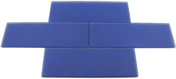 Premium Quality Cobalt Blue Frosted 3x9 Glass Subway Tile for Bathroom Walls, Kitchen Backsplashes by Vogue Tile - Tenedos