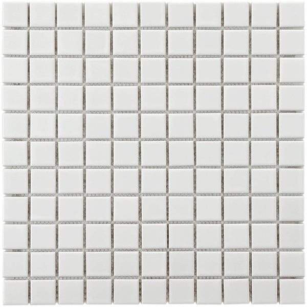 Square 1"White Matte Porcelain Floor and Wall Tile