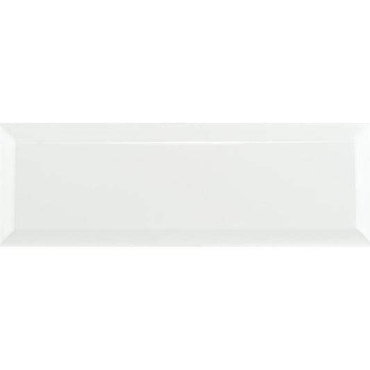 White Ceramic Beveled Subway Wall Tile 4x12 Matte Finish for Kitchen Backsplash, Bathroom, Accent Wall