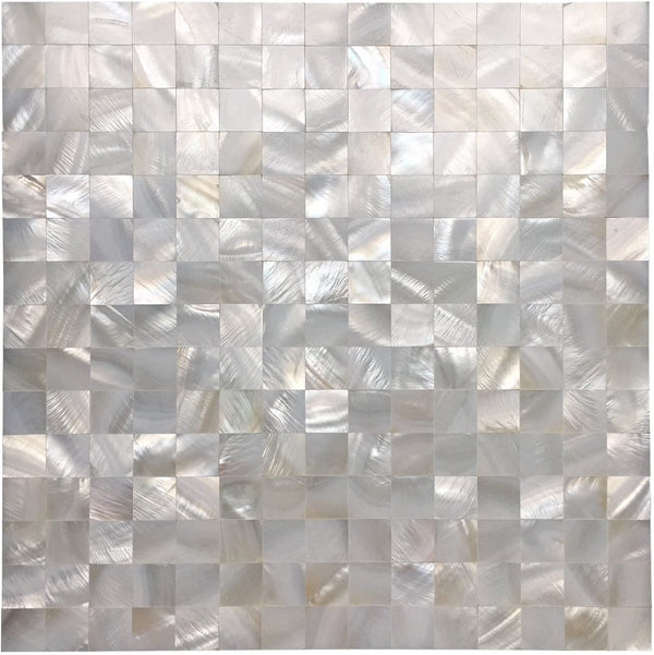 Tenedos Mother of Pearl Oyster White Pearl Natural Seashell Seamless Square Tile for Kitchen Backsplashes, Bathroom Shower, Accent Decor