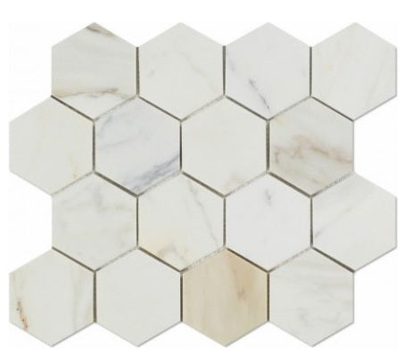 Calacatta Gold Marble 3" Hexagon Mosaic Tile for Kitchen Backsplash Bathroom Flooring Shower