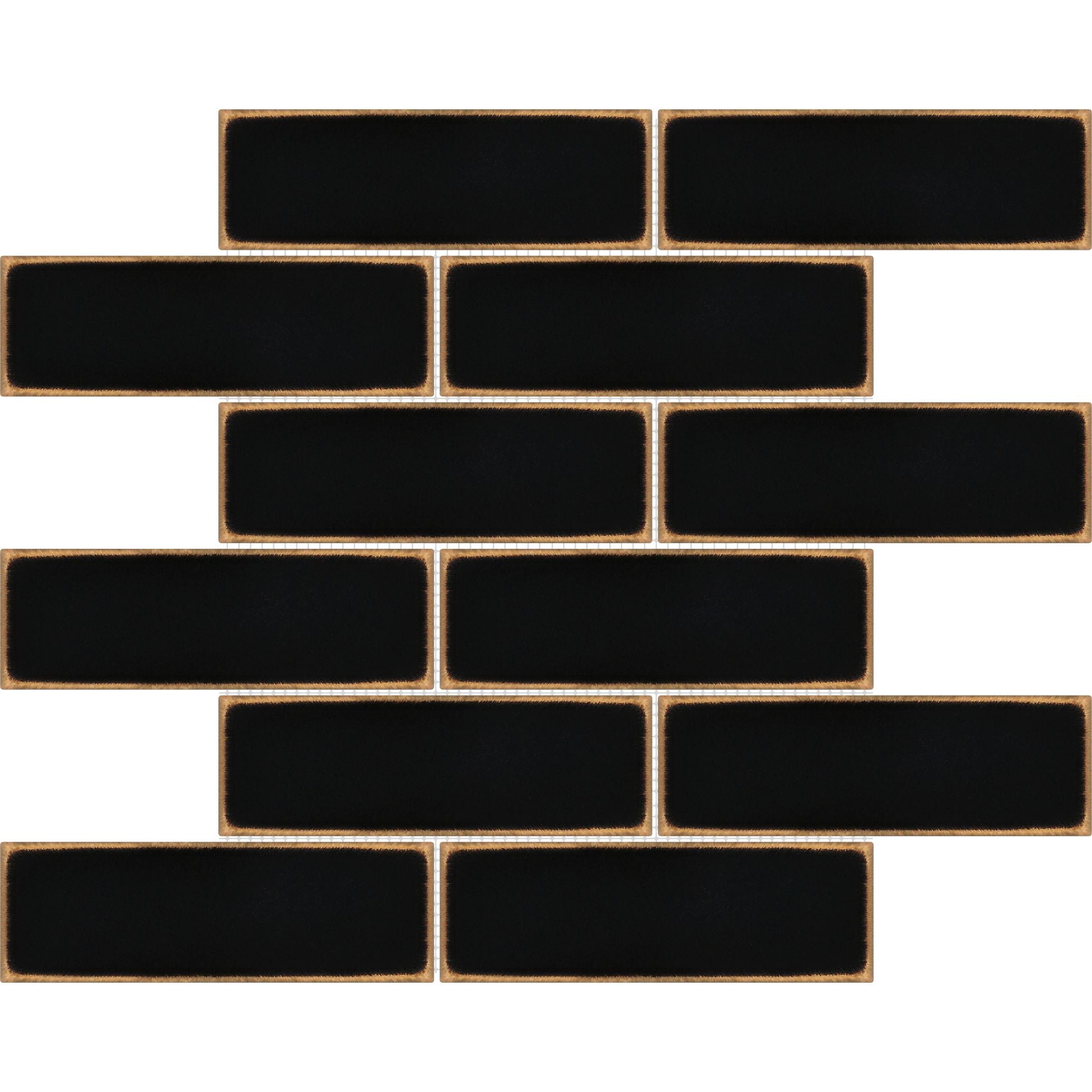 2x6 Ancient Brick Metal Black Bronze Mosaic Wall Tile for Kitchen Backsplash, Accent Wall, Bathroom Wall, Fireplace Surround