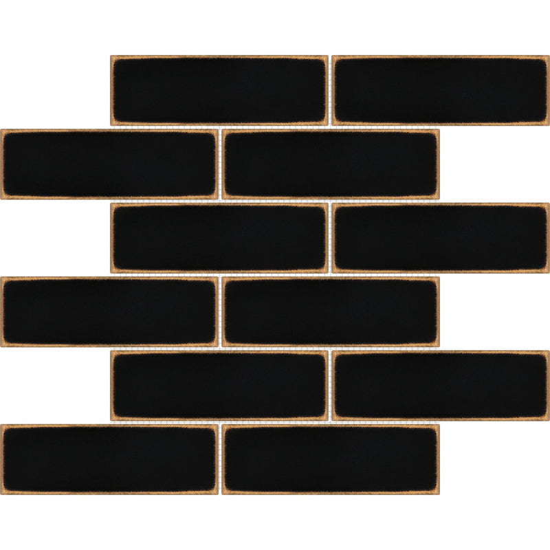 2x6 Ancient Brick Metal Black Bronze Mosaic Wall Tile for Kitchen Backsplash, Accent Wall, Bathroom Wall, Fireplace Surround