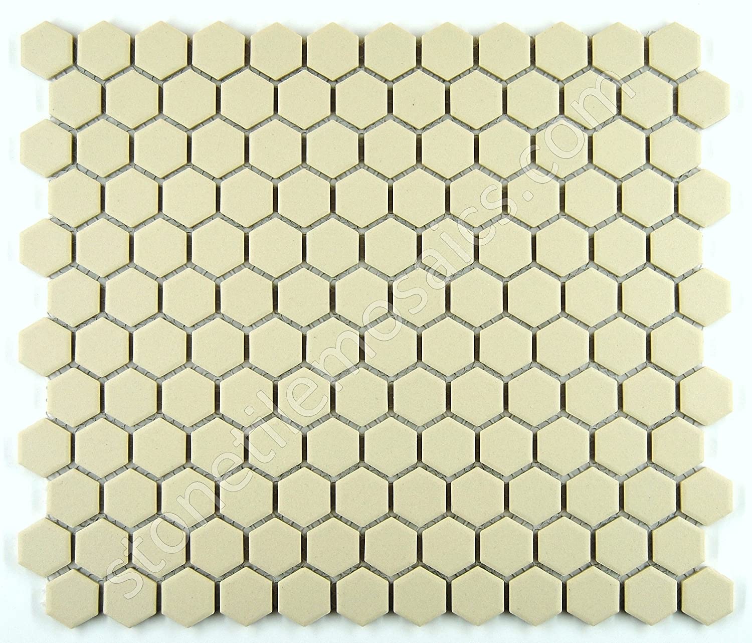 Hexagon White Unglazed Porcelain Mosaic Tile  7/8 x 7/8 Inch - Tenedos