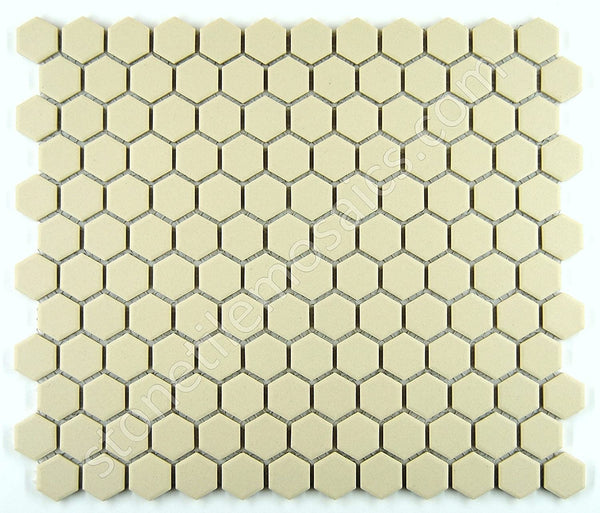 Hexagon White Unglazed Porcelain Mosaic Tile  7/8 x 7/8 Inch - Tenedos