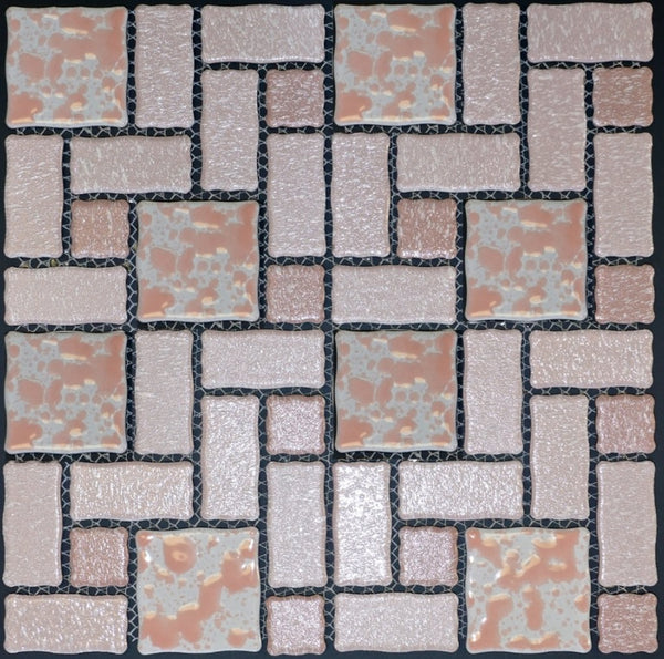 Retro Pattern Pink Porcelain Mosaic Tile for Bathroom Floors and Walls - Tenedos