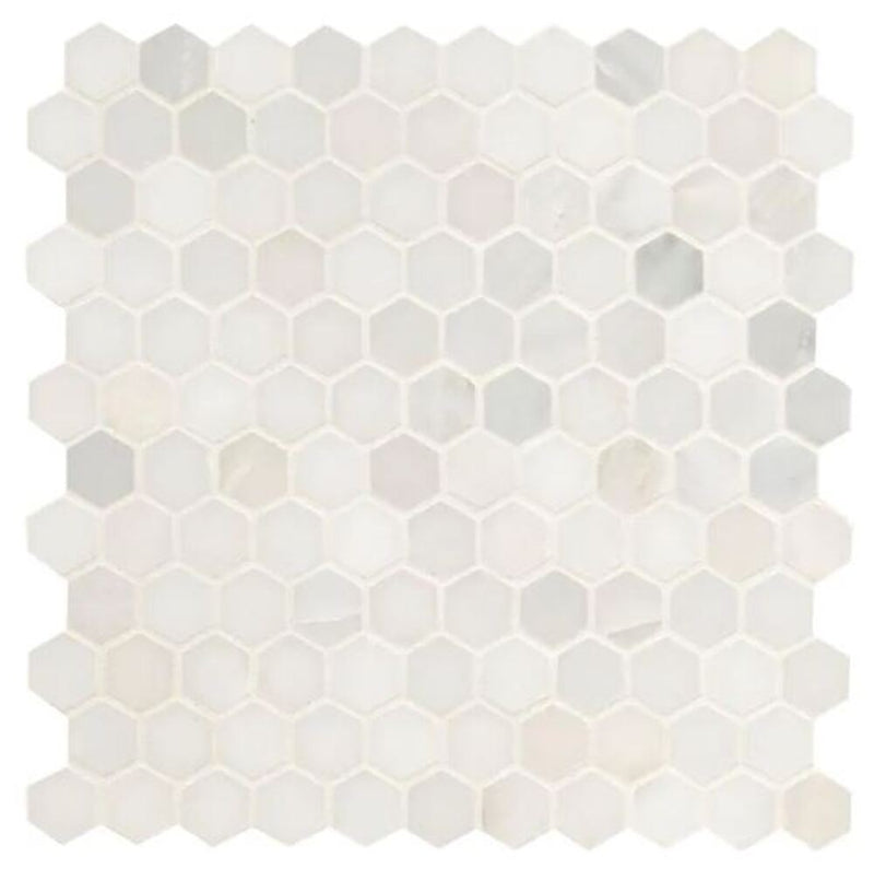 White Creamy Brownish Champagne Hexagon 1 in. Marble Floor Wall Tile Polished for Kitchen Backsplash, Bathroom Shower, Fireplace, Accent decor (Box of 10 Sheets)