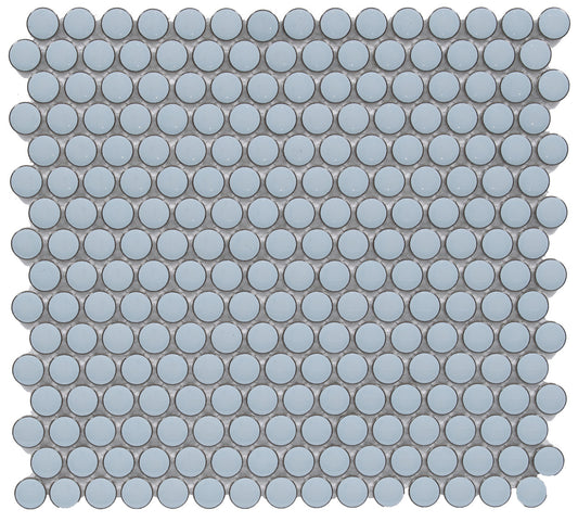 Smoke Blue Penny Round Glazed Porcelain Wall Floor Tile for Backsplash Kitchen, Accent Décor, Bathroom Shower by Tenedos