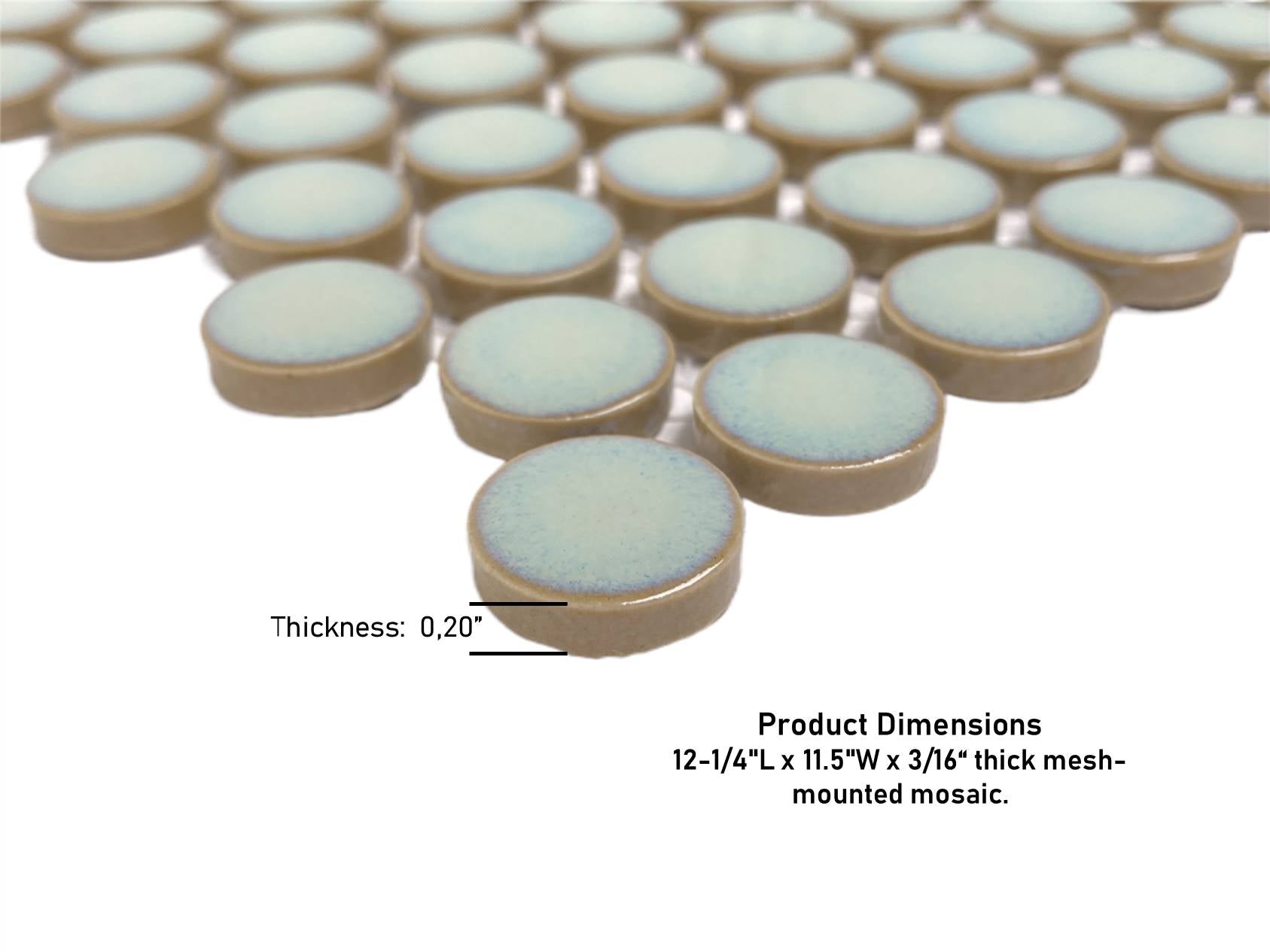 Penny Round Vintage Green Glossy Porcelain Mosaic for Bathroom Floors and Walls, Kitchen Backsplashes, Pool Tile By Vogue Tile
