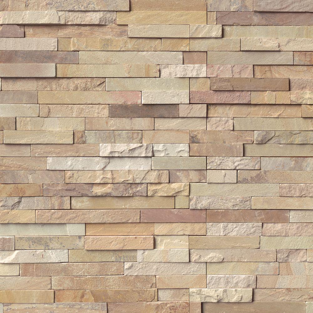 Fossil Rustic Ledger Panel 6 in. x 24 in. Natural Quartzite Wall Tile