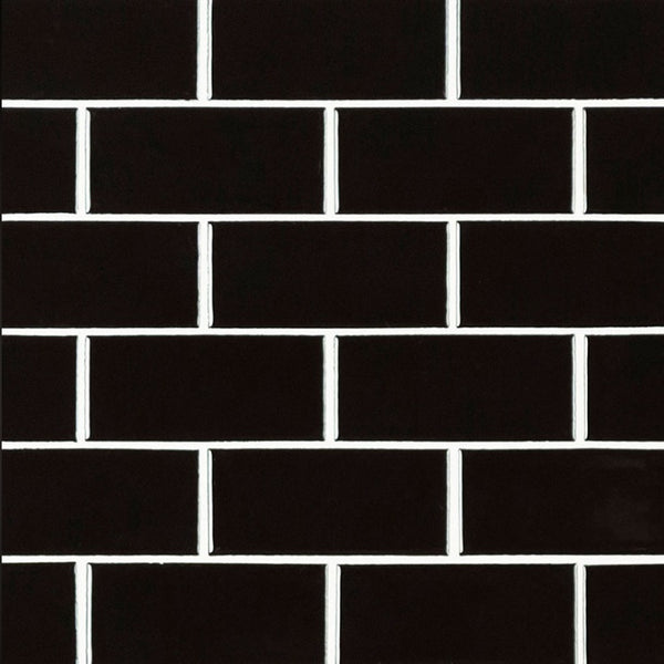 Black Subway Brick 2x4 Porcelain Wall Tile for Kitchen Backsplash Tile, Bathroom Tile on 12x12 Mesh for Easy Installation