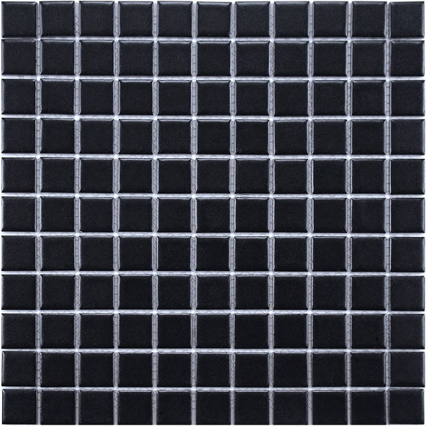 Retro Square Porcelain Floor and Wall Tile, 11.75" x 11.75", Matte Black (10 SQFT)