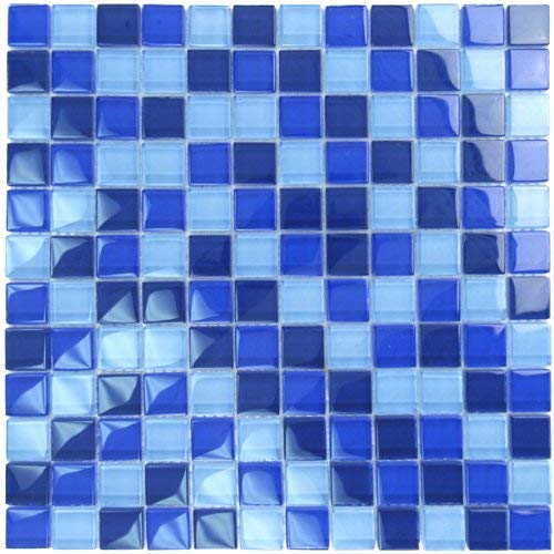 Cobalt Blue Blend Glass Tile  1" x 1" - Tenedos