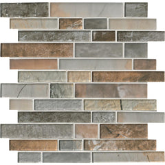MS International  Taos Interlocking 12 in. x 13 in. x 8mm Glass Mesh-Mounted Mosaic Tile