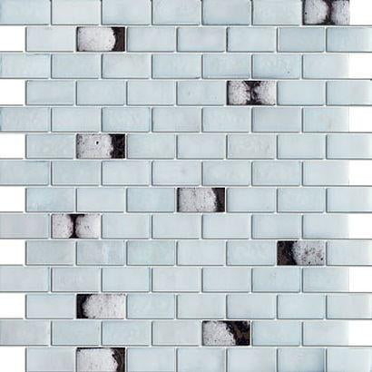 Glossy White and Brown Stone Wet Look Glass Mosaic Tiles