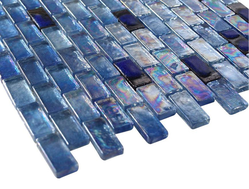 Glossy Blue Wet Look Glass Mosaic Tiles