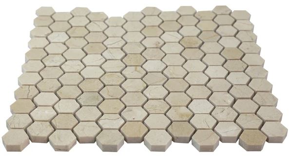 Crema Marfil Marble 1" Hexagon Mosaic Tile (Honed) - Tenedos