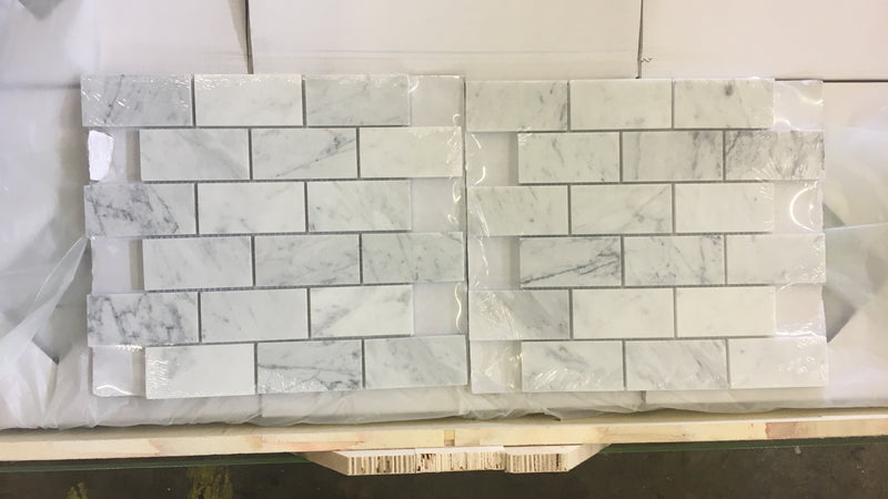 Carrara White Italian Carrera Marble Subway Brick Mosaic Floor Wall Tile 2x4 Honed for Kitchen Backsplash, bathroom Shower, Accent Décor, Fireplace