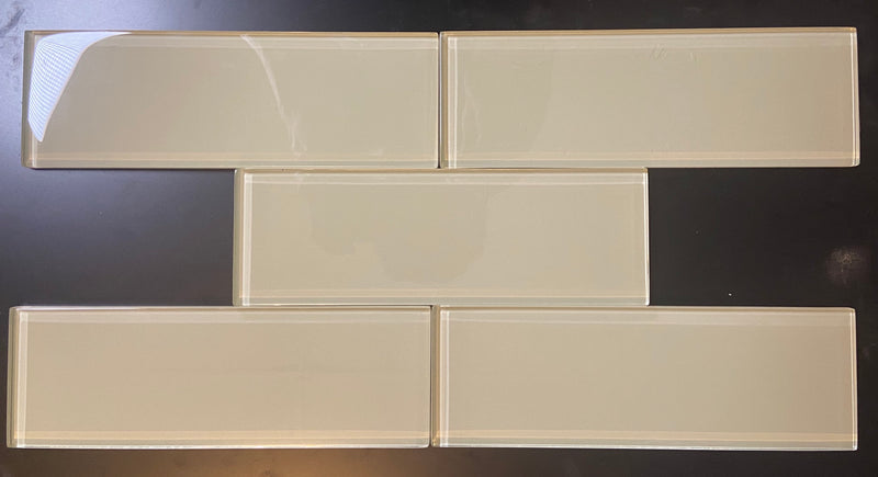 Premium Quality Happy Creamy 3x9 Glass Subway Wall Tile for Bathroom Shower, Kitchen Backsplashes By Vogue Tile