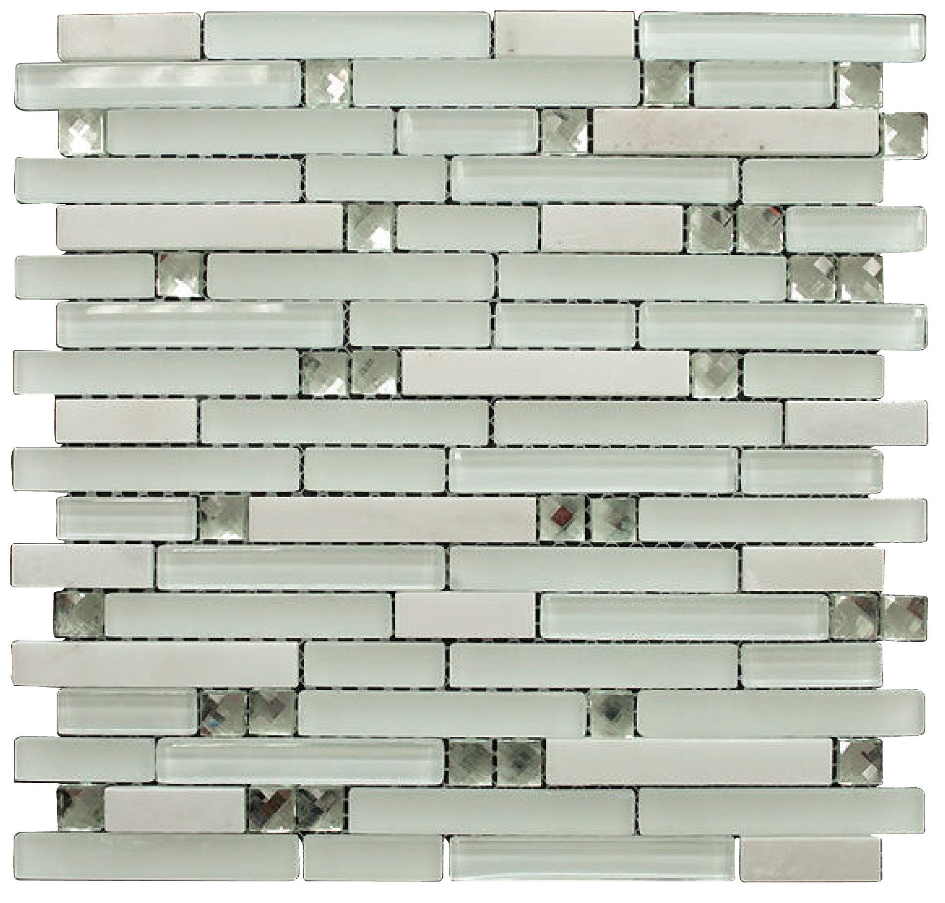 Matte and Glossy White Luxury Diamond Glass Mosaic Tiles - Tenedos