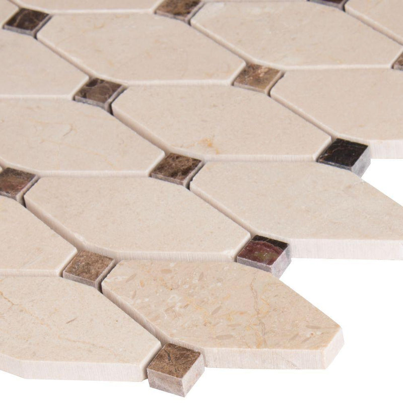 MS International Valencia Blend Elongated Octagon  Polished Marble Mesh-Mounted Mosaic Tile - Tenedos