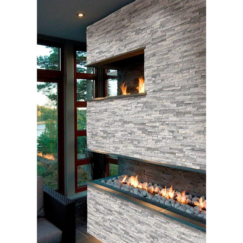 Alaska Gray Ledger Panel 6 in. x 24 in. Natural Marble Wall Tile for Accent Walls Kitchen Backsplash Fireplace