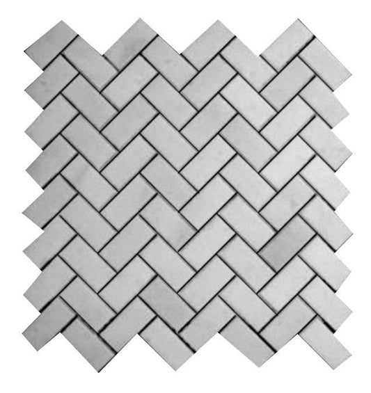 Statuary Crystal Marble Italian White Statuario Herringbone Mosaic Tile Polished