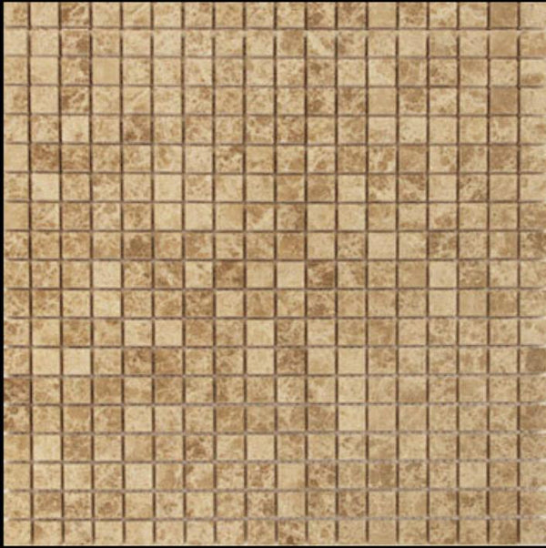 Light Emperador Marble 1"x 1" Mosaic Tile Polished for Bathroom and Kitchen Walls Kitchen Backsplashes (Tenedos)