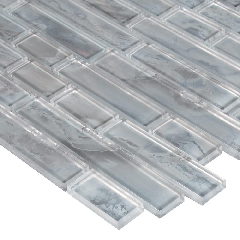 MS International Silver Canvas Interlocking Glass Mosaic Tile (10 sq. ft. / case)