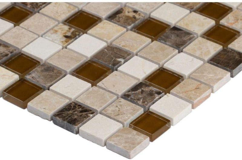 MSI Ibiza Blend 1x1 Glass and Stone Mesh-Mounted Mosaic Wall Tile (Box of 10 Sheets)